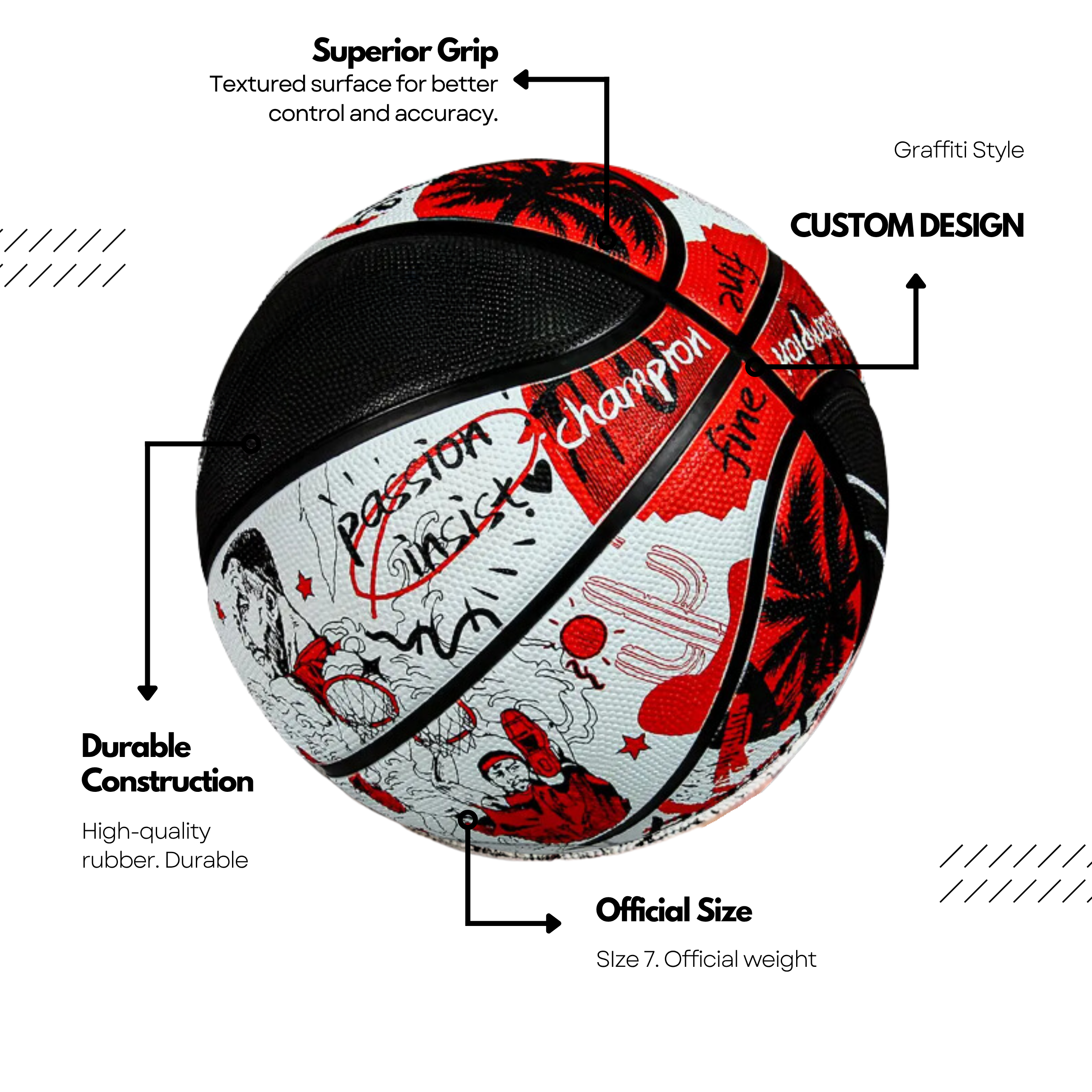 Limited Edition Graffiti Basketball Size 7 .Vibrant Street Art Design.