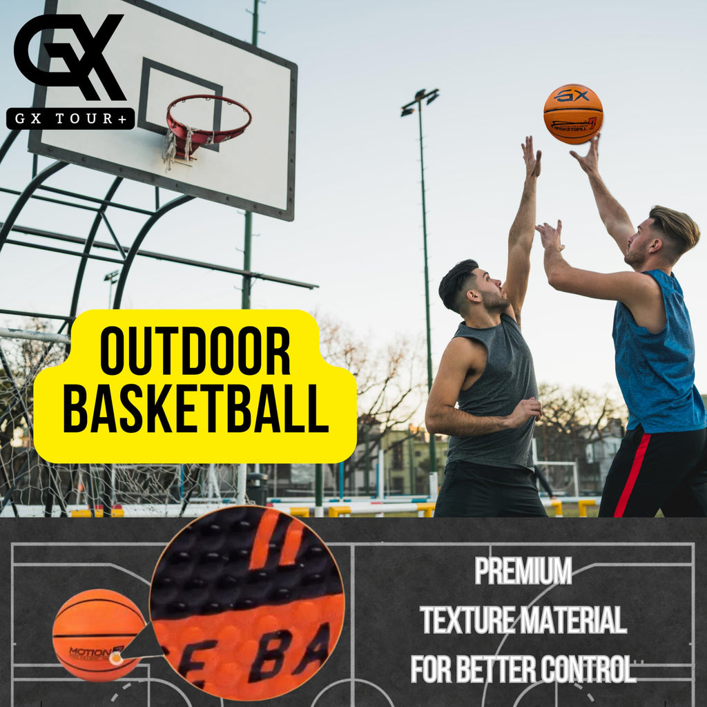 GX Tour+ Rubber Basketball, Size 7 (29.5 inches), Indoor/Outdoor, Durable Tire Textured Rubber