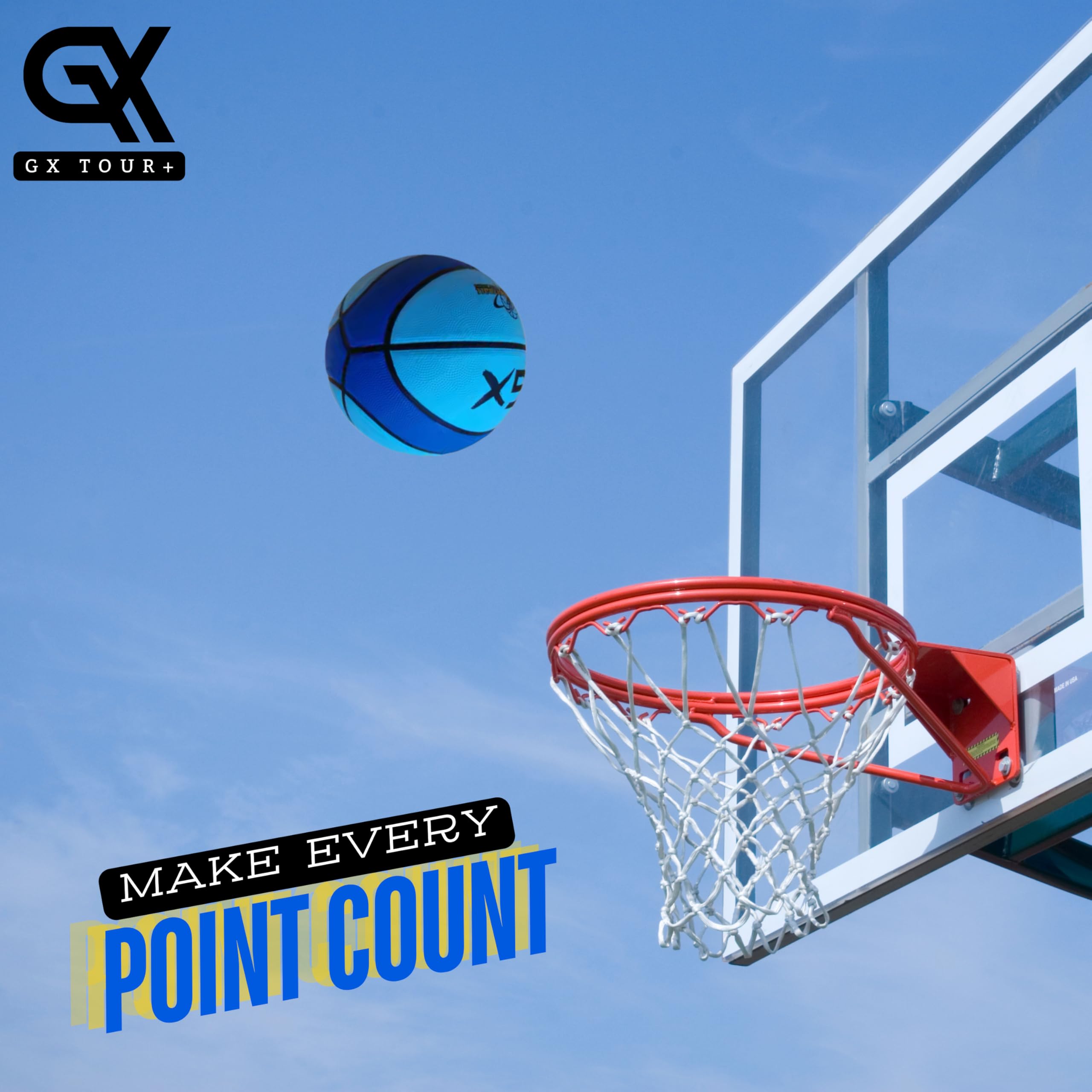 GX Tour+ Rubber Basketball, Size 7 (29.5 inches), Indoor/Outdoor, Durable Tire Textured Rubber