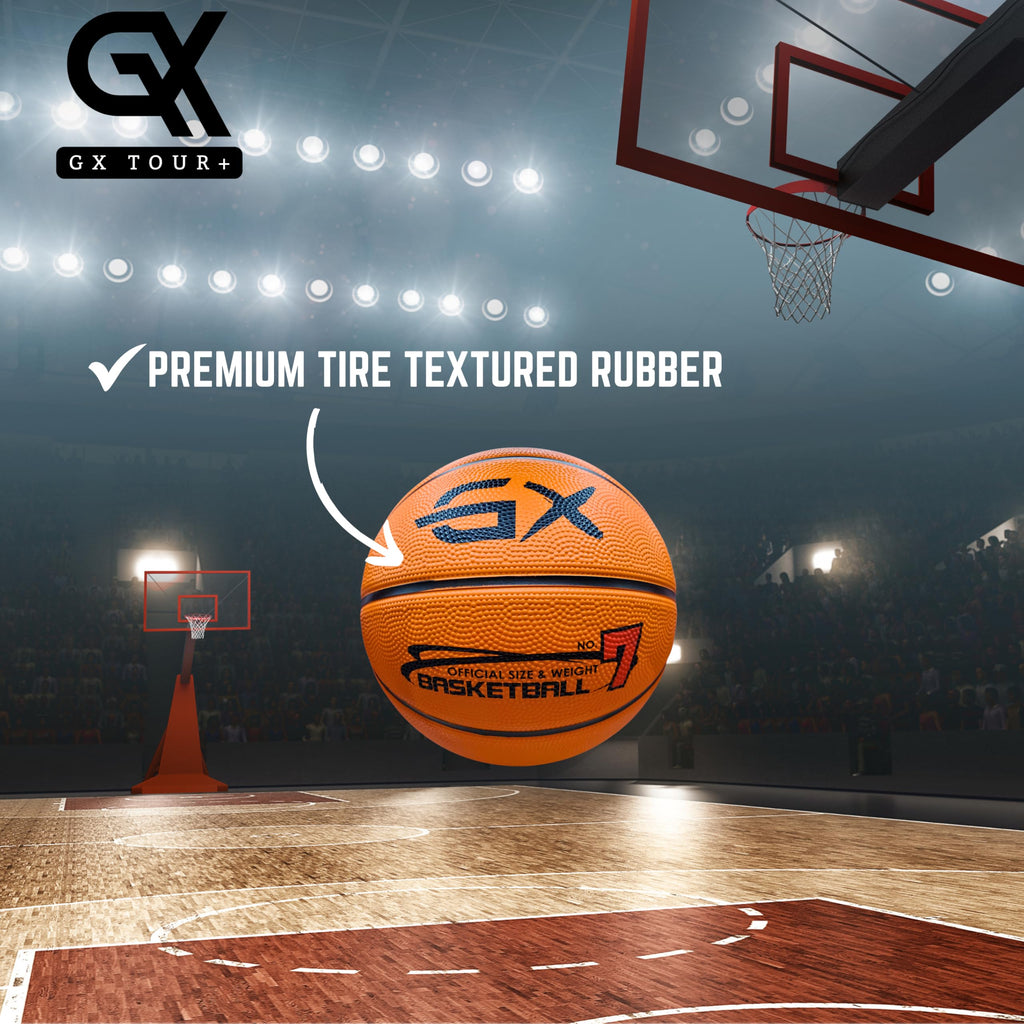 GX Tour+ Rubber Basketball, Size 7 (29.5 inches), Indoor/Outdoor, Durable Tire Textured Rubber