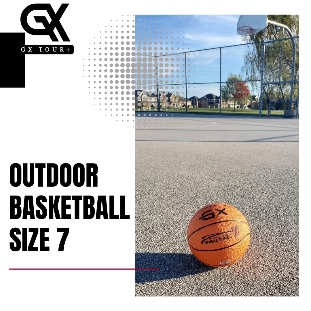 GX Tour+ Rubber Basketball, Size 7 (29.5 inches), Indoor/Outdoor, Durable Tire Textured Rubber