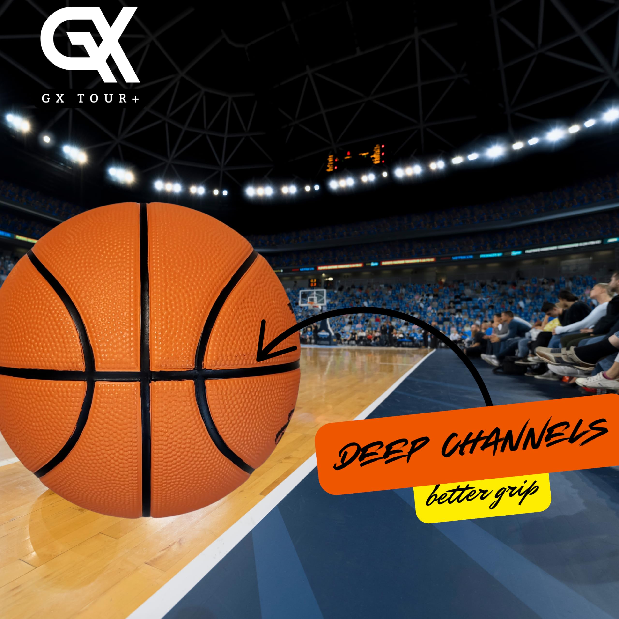 GX Tour+ Rubber Basketball, Size 7 (29.5 inches), Indoor/Outdoor, Durable Tire Textured Rubber
