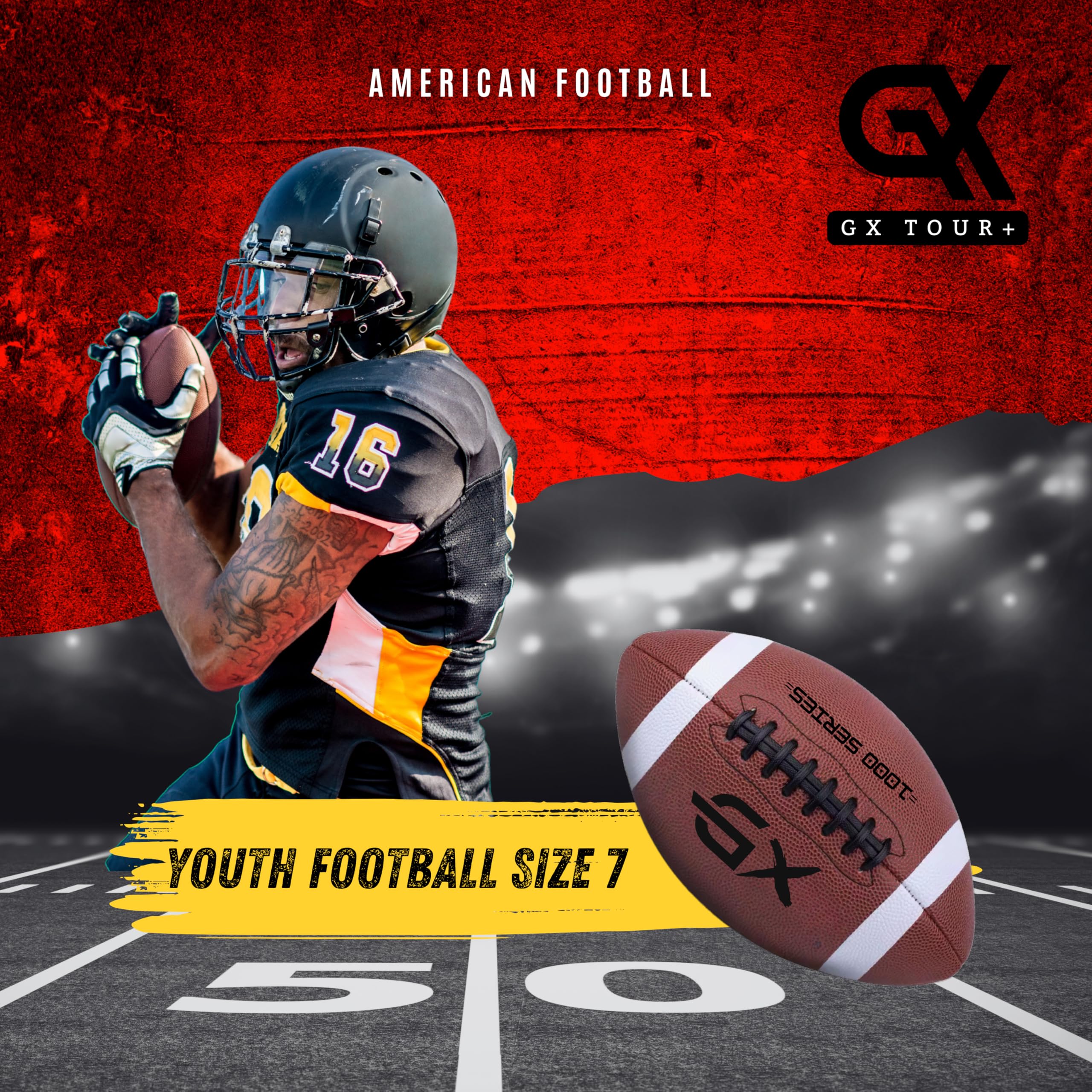GX TOUR+ Official Size 7 Football. Youth Size Suitable for Ages 12 to 17.Unique white leather edition.