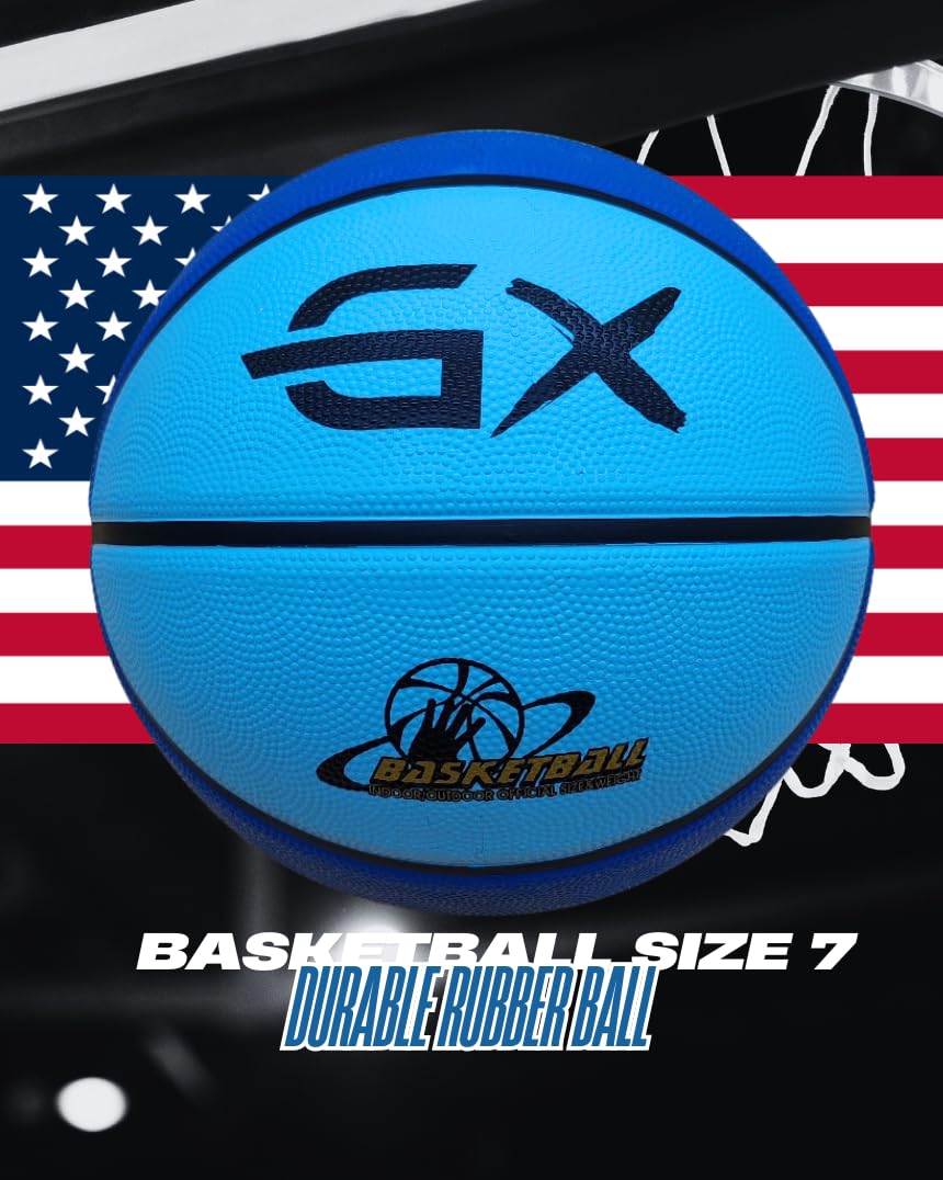 GX Tour+ Rubber Basketball, Size 7 (29.5 inches), Indoor/Outdoor, Durable Tire Textured Rubber