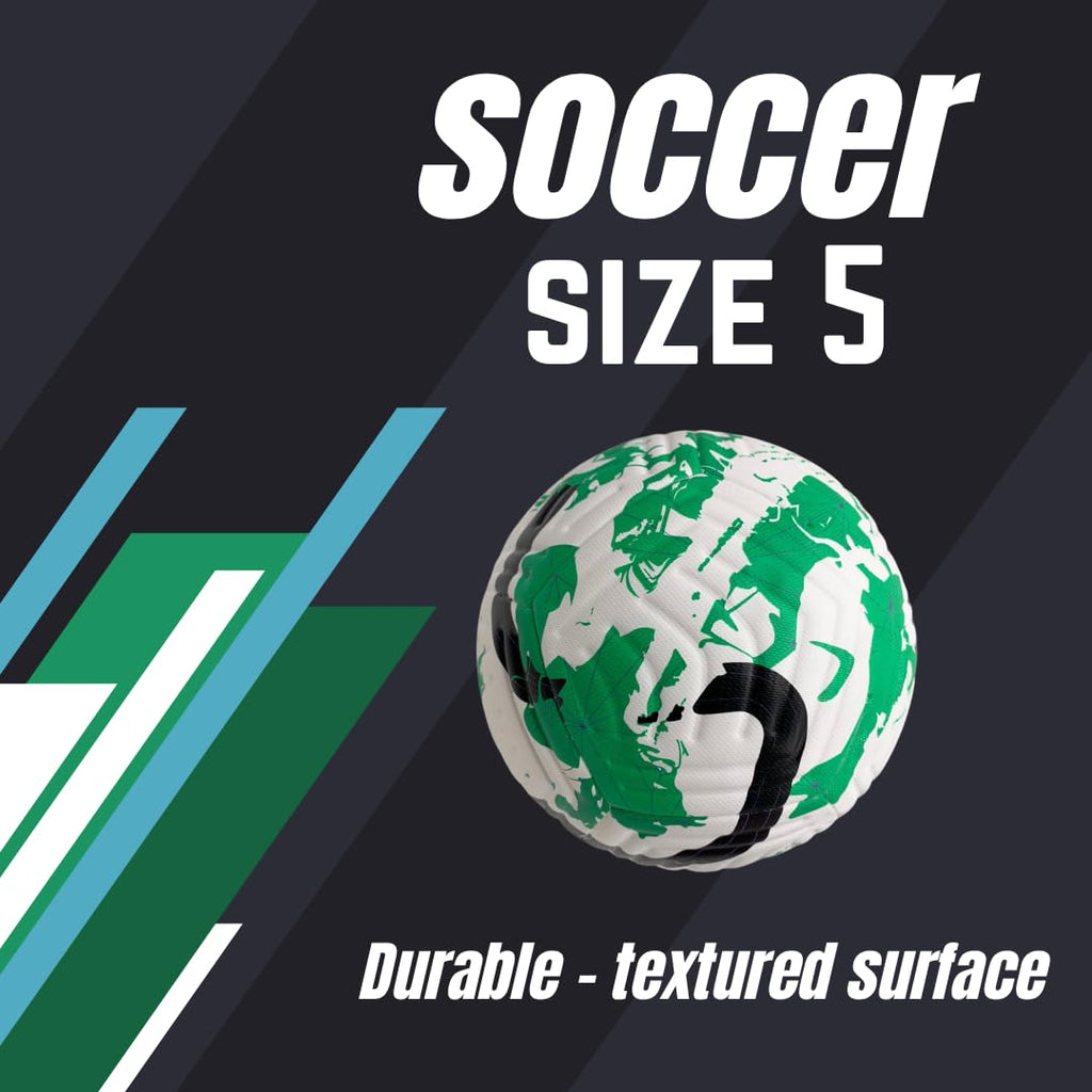 GX Soccer Academy Tour+ Professional Soccer Ball, Size 5, Green and White Competition Ball