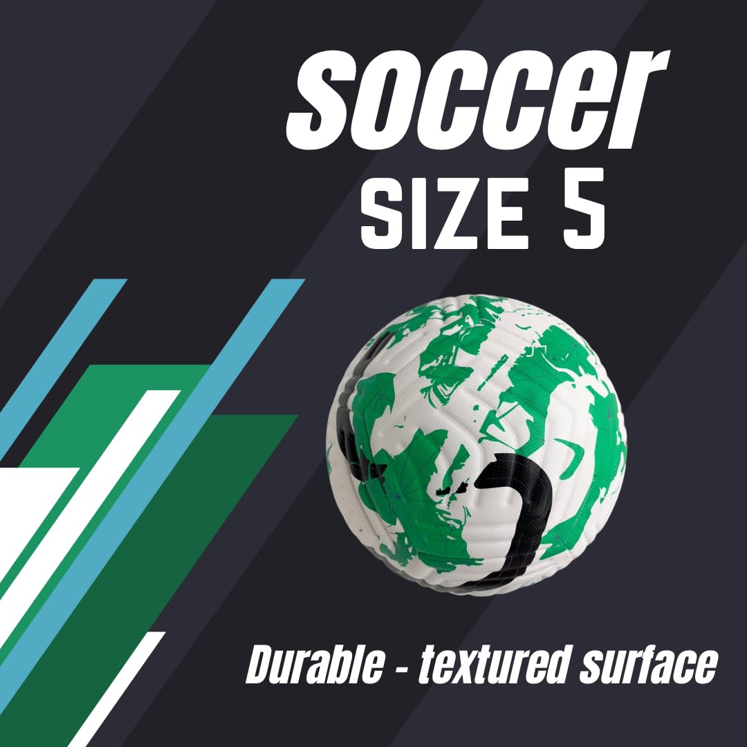 GX Soccer Academy Tour+ Professional Soccer Ball, Size 5, Green and White Competition Ball