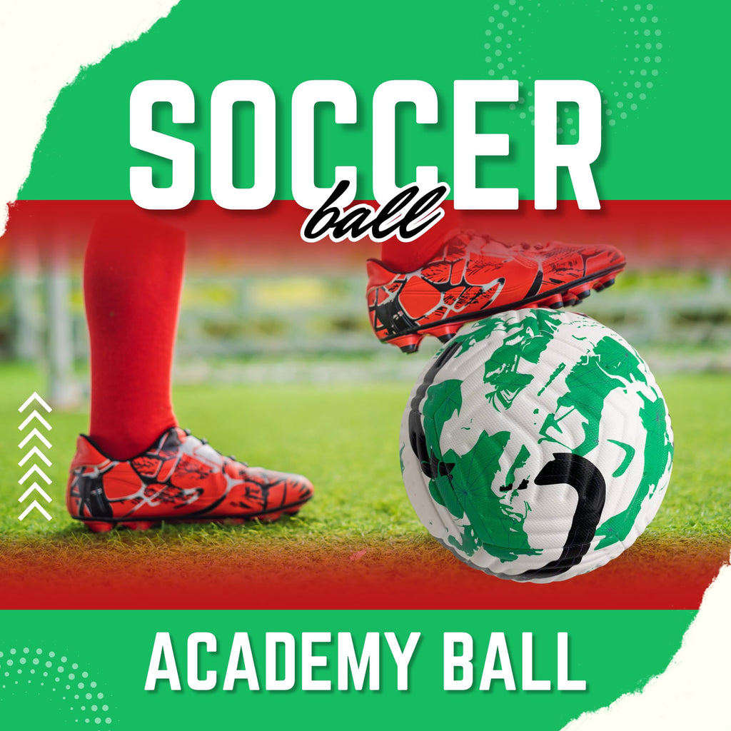 GX Soccer Academy Tour+ Professional Soccer Ball, Size 5, Green and White Competition Ball