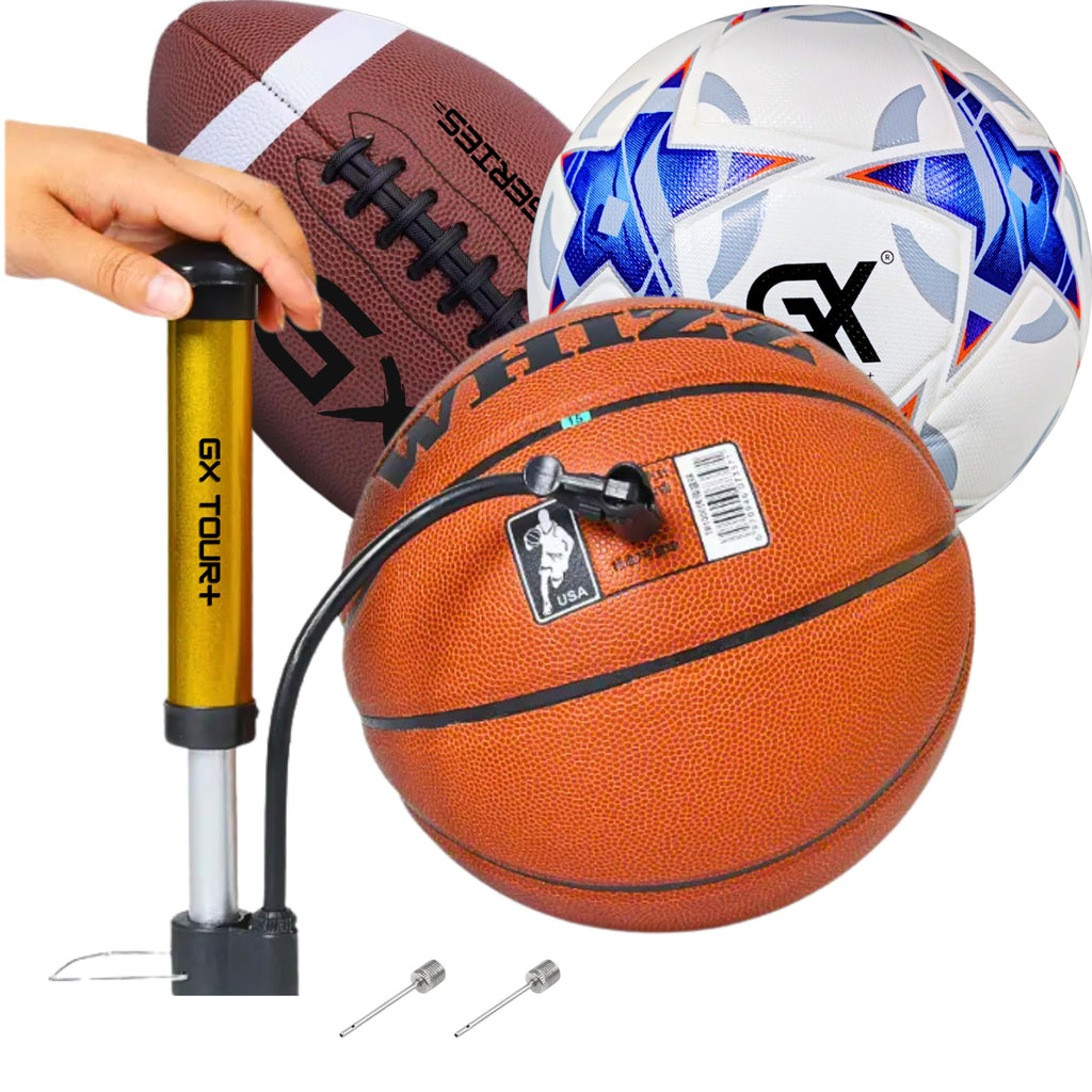 Ball inflator with moisten Needles. Easy to Operate and Kid Friendly. Basketball, Football, Soccer and Much More. Durable Metallic case.