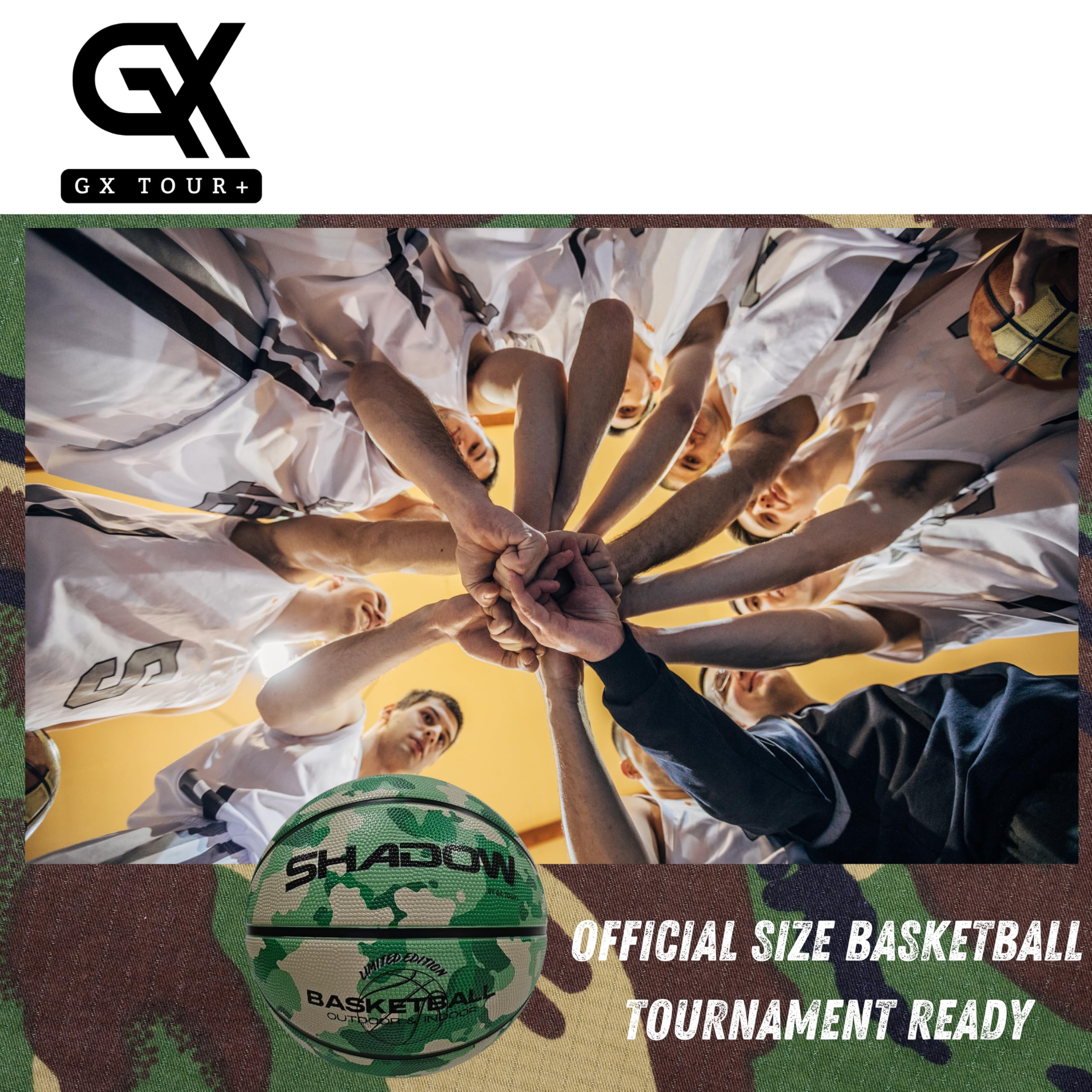 GX TOUR+ Shadow Limited Edition Basketball, Regulation Size 7, 29.5 inches, White Grey. Indoor and Outdoor. Great Gift idea.