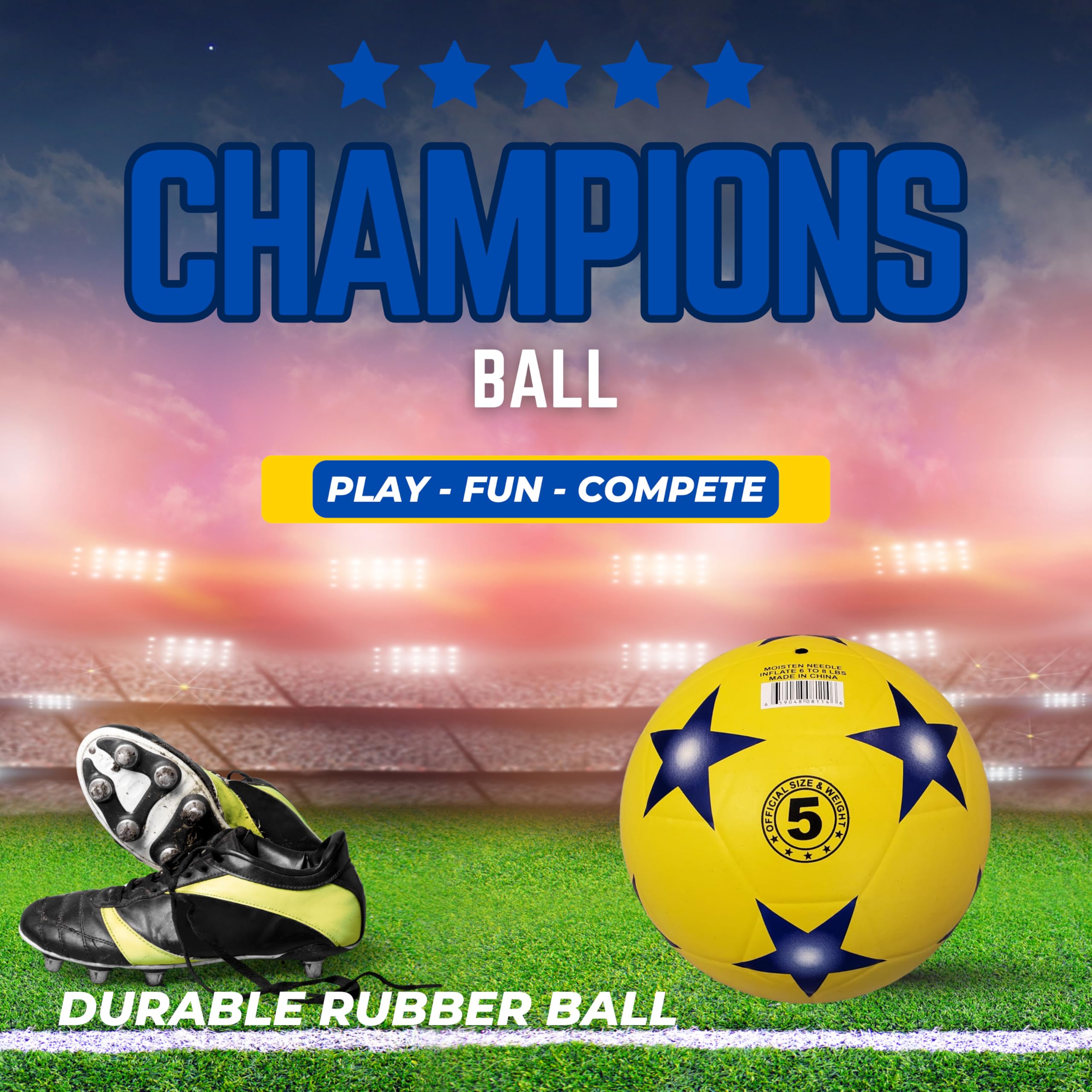 GX TOUR+ Thick Rubber Soccer Ball. Strong core. Size 5. Indoor and Outdoor Play.