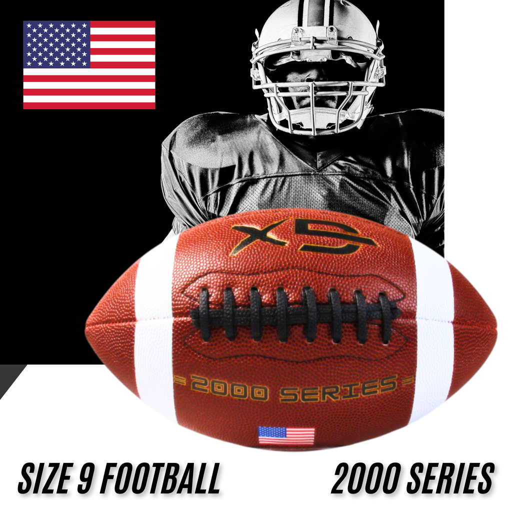 Official Size 9 Football, 2000 Series Collection, Premium Leather Construction, American Football with Ball Pump, College Regulation Size